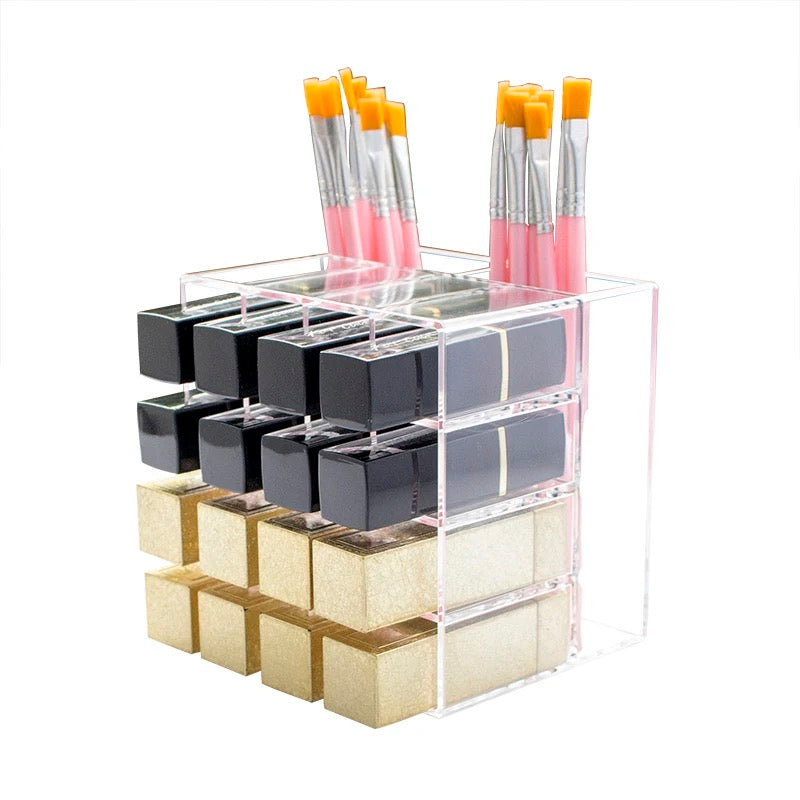 16+2 Grid Makeup Organizer – Lipstick & Brush Holder