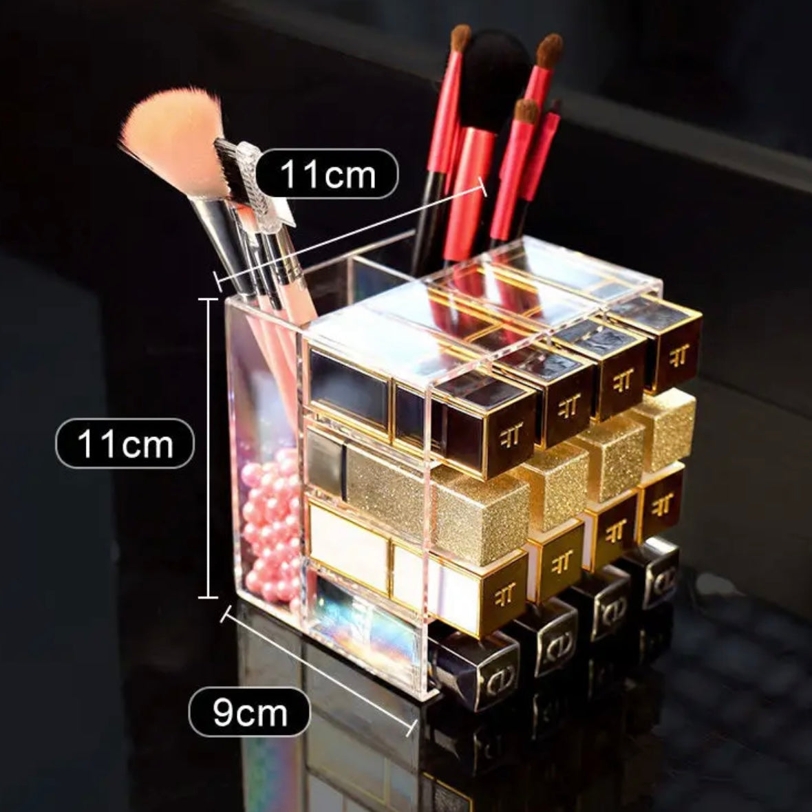 16+2 Grid Makeup Organizer – Lipstick & Brush Holder