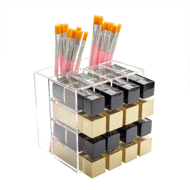 16+2 Grid Makeup Organizer – Lipstick & Brush Holder